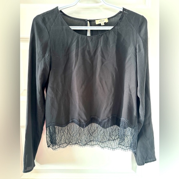 Wilfred Tops - Aritzia Wilfred Women’s Silk Dark Romance Black Long Sleeve Lace Top Size XXS